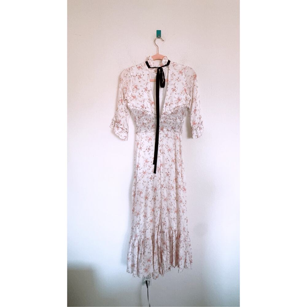 Lug Von Siga Gabriella Floral Print Smocked Open-Back Midi Dress 34/US2 - Picture 7 of 12